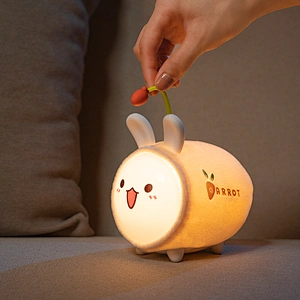 Rechargeable Mini Rabbit LED Night Light Customizable ABS Material Desk Lamp with Warm Color for Bedroom 5V Input ROHS Certified