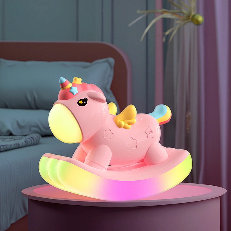 ICARER FAMILY Custom Tap Control Rechargeable Led USB Battery Baby Beside Cartoon Unicorn Night Light for Children Bedroom
