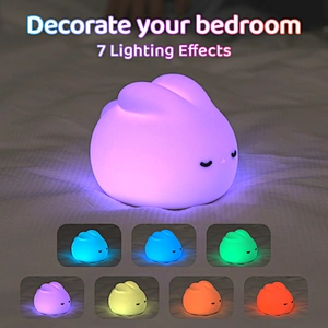 ICARER FAMILY Rabbit Shaped Silicone Night Lights Cute Gift Rabbit Animal Baby Children Silicone Night Light for Kids