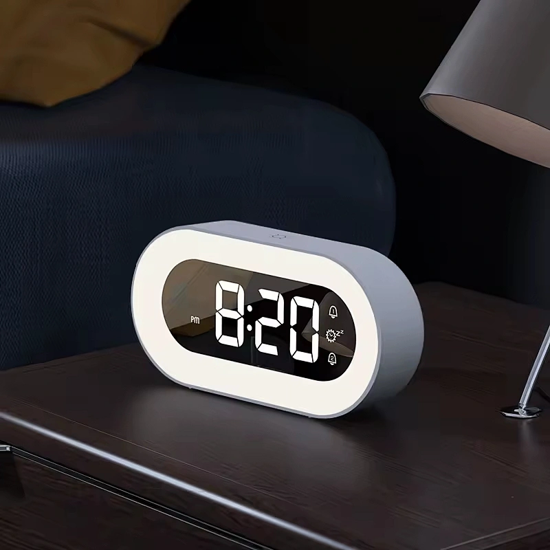 Time Human Body Induction Light Bedroom Bedside Night Lamp Table Alarm Clock Lamps for Home Use