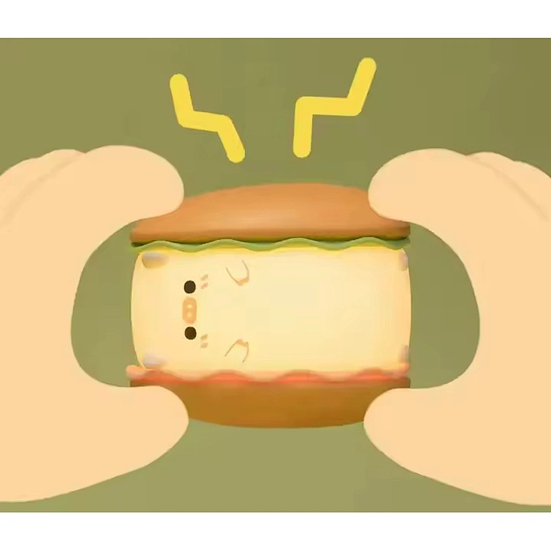 Pig Shaped Hamburger Night Light Soft LED Lamp USB Rechargeable for Home Use Touch Light