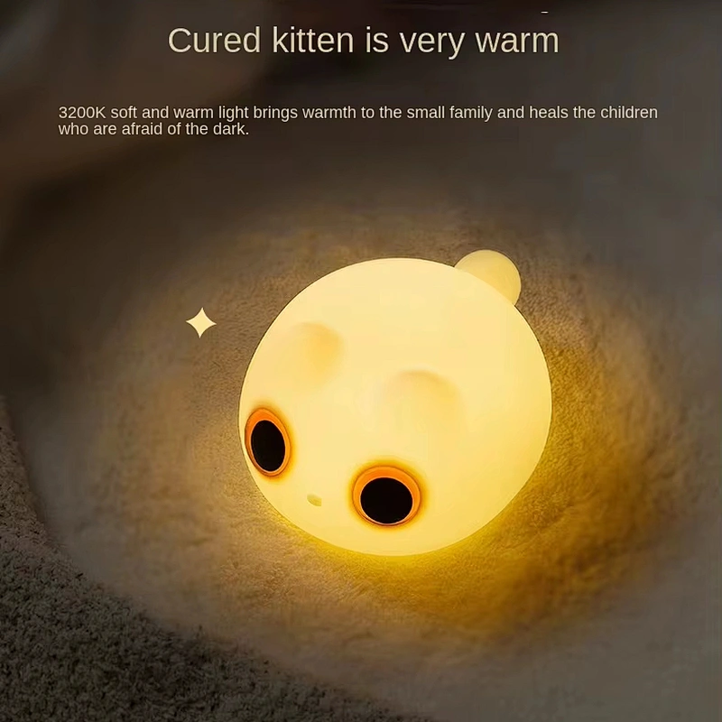 Modern Style Rechargeable LED Silicone Cat Light Touch Control LED Color-Changing Lamp for Bedroom & Living Room Use