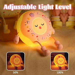 Colorful Flower Donut Pat Lamp Soft Silicone Rechargeable LED Night Light Girls' Bedroom USB Power Birthday Christmas Gift