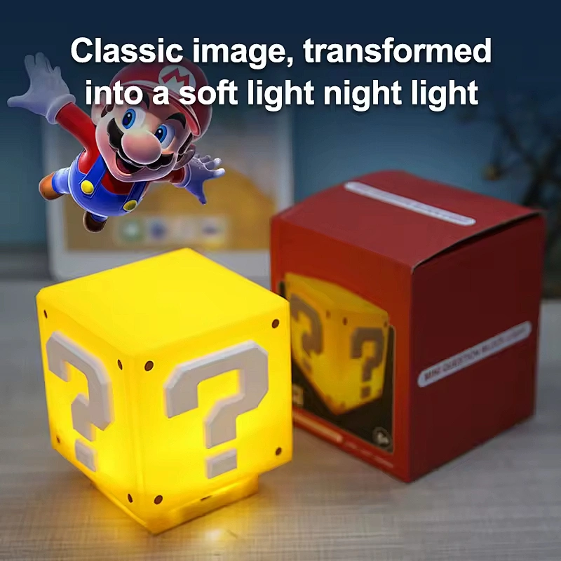 Wholesale Super M Question Mark Block Yellow LED Lamp Light Small Square Night Table Lamp USB Charging Bedroom Lamp Voice