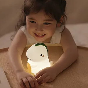 USB Touch Sensor Night Light Cute Silicone Dinosaur Lamp with Soft LED for Kids' Bedroom or Room Children's Gift