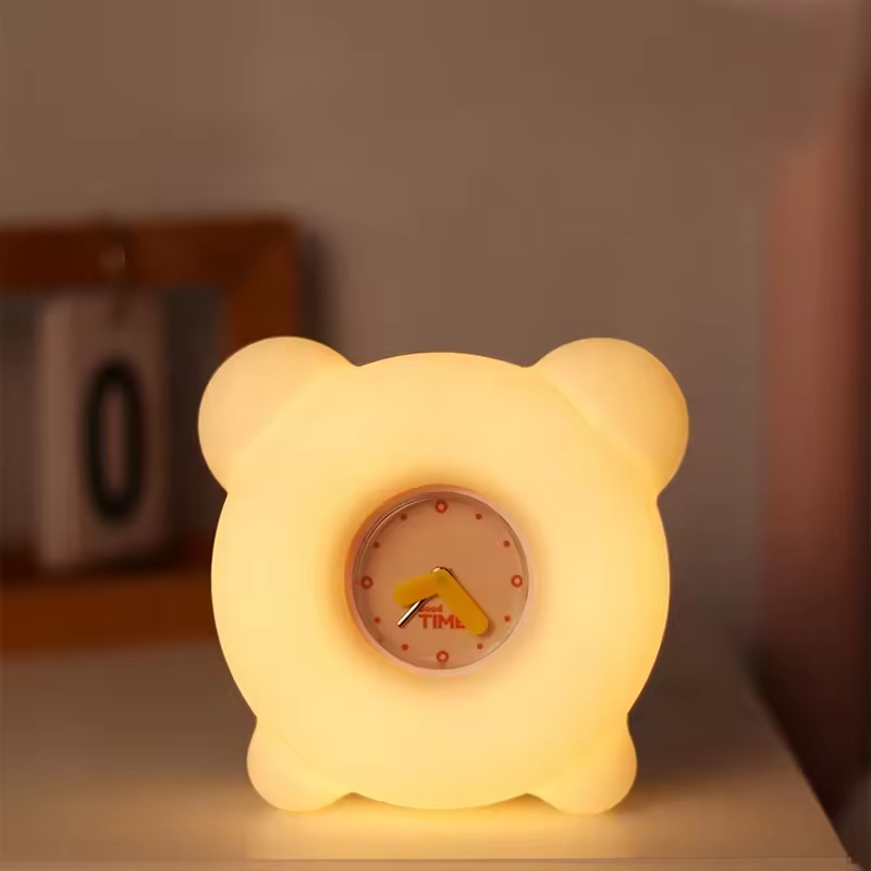 Alarm Clock Table Lamp Bedroom Bedside Smart Rechargeable Desk Lighting Silicone Baby Night Light for Kids Children