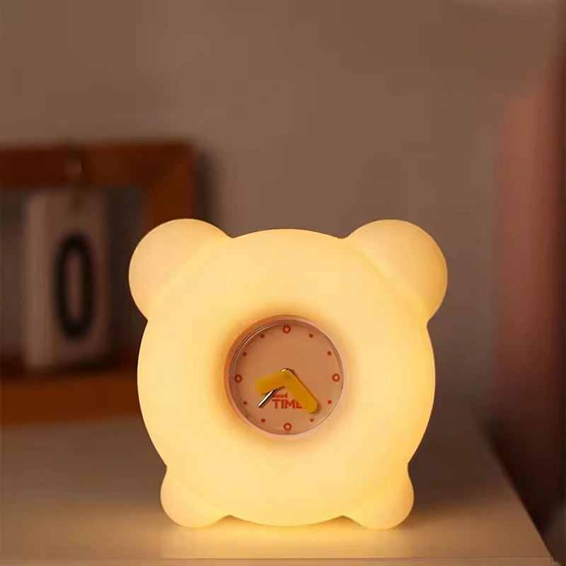 Alarm Clock Table Lamp Bedroom Bedside Smart Rechargeable Desk Lighting Silicone Baby Night Light for Kids Children