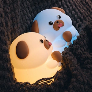Rechargeable LED Night Light for Kids Gluttony Dog Silicone Rabbit Shape Touch Sensor Control 5V Warm White Light Home Hotel Use