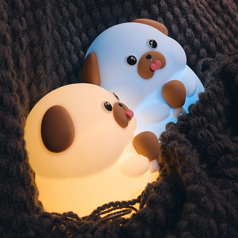 Rechargeable LED Night Light for Kids Gluttony Dog Silicone Rabbit Shape Touch Sensor Control 5V Warm White Light Home Hotel Use