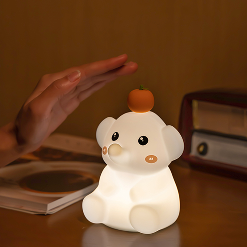 Cute Silicone Elephant Night Light Rechargeable Touch Sensor Portable LED Night Lamp Kids' Bedroom Perfect Children's Day Gift
