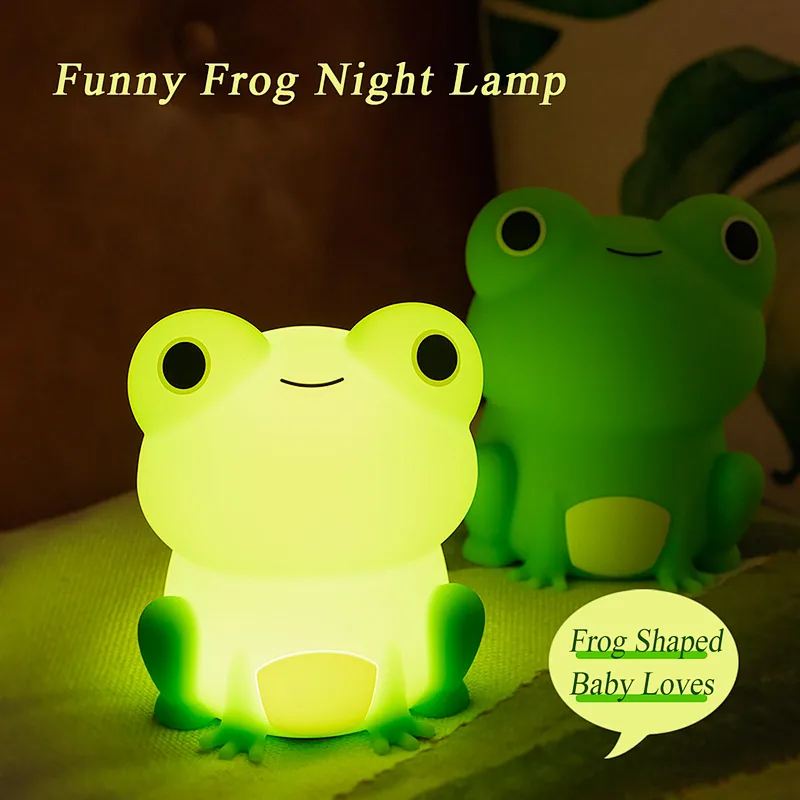 Wholesale Custom USB Rechargeable Silicone Frog Nightlight Cute LED Night Lamp Bedroom Decor Animal Nightlight for Kids' Room