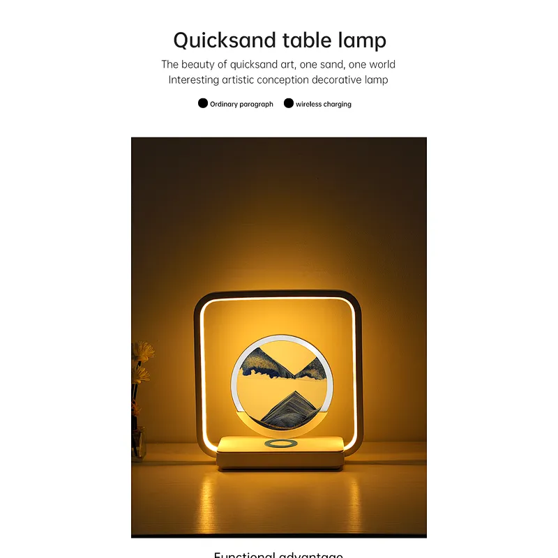 Flowing Sand Art Lamp  Unique LED Table Light for Bedroom and Office Decoration