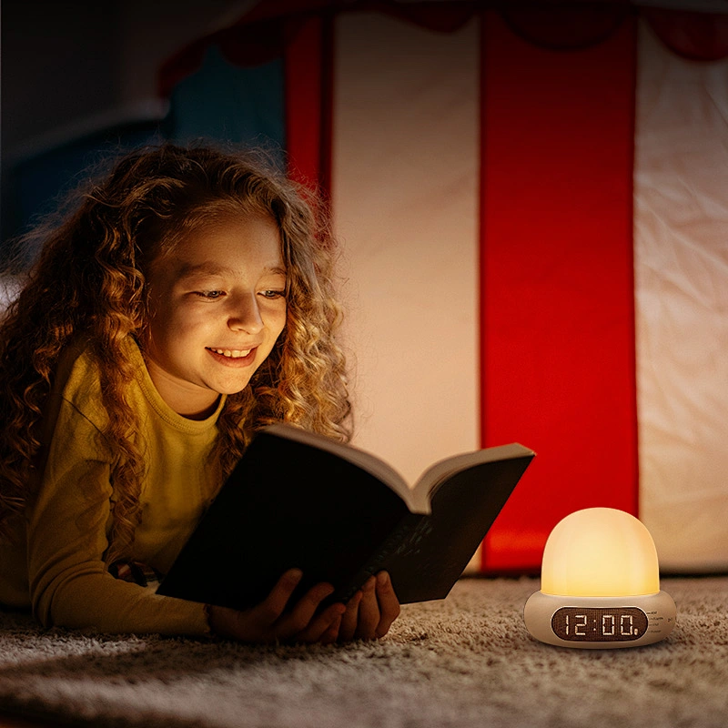 ICARER FAMILY RGB White Noise Led Table Children Night Lights Alarm Clock Sleeping Bedroom Rechargeable Night Light