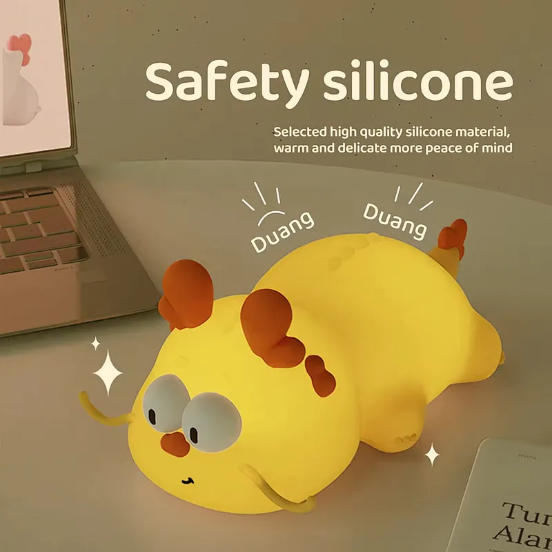 ICARER FAMILY Cartoon Animal Dragon Cute Night Light for Kids Pat Control Table Silicone Led Night Light for Bedroom