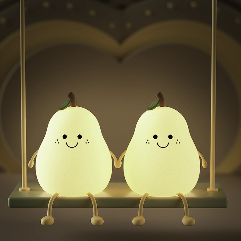 Minimalist Style Cute Silicone Flower Pear Lamp Portable LED Night Light Cozy Ambiance Warm White Touch Children's Room Home Use
