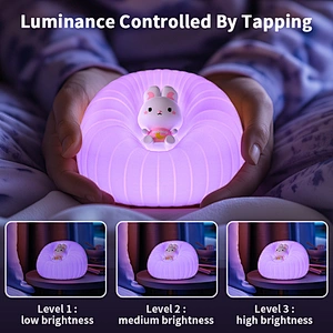ICARER Family Silicone Night Light For Kids Table Night Lamp With 1200mAh Battery Sofa Shape Cartoon Night Light For Bedroom Use