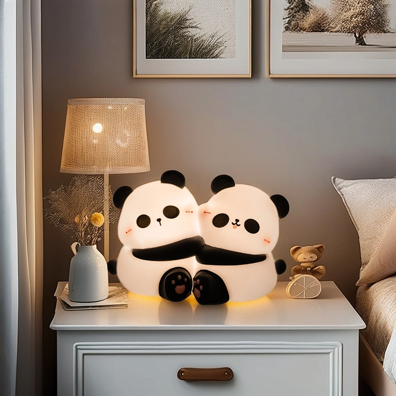 Panda Sensor Touch Cute Christmas Silicone Rechargeable Led Night Light for Bedroom Kids Baby Bed Lamp