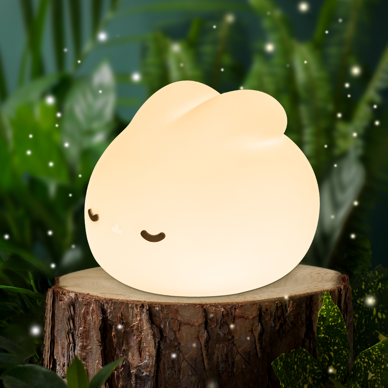 ICARER FAMILY Modern Touch Control Dream Rabbit LED Night Lamp for Bedroom Cute Silicone with USB Rechargeable
