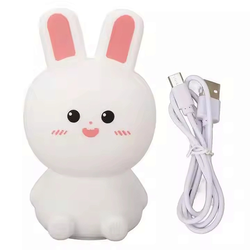 Modern Cute Rabbit Silicone Night Light Colorful LED Touch Control Lamp with Remote for Kids' Bedroom Soft Home Décor Bunny