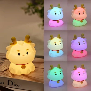 Voice Control Cute Dragon Colorful Bedside Kids Gift Bedside Home Room Decoration Children Pat Animal Night Light for Baby