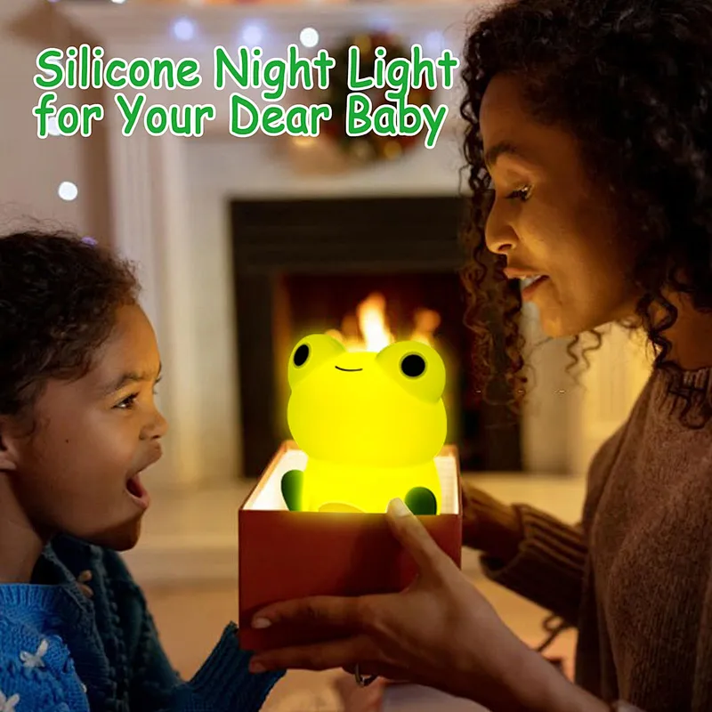 Cute Anime Kids Baby Bedside Table Lamp RGB Pat Control Rechargeable Bedroom Children Silicone Animal Night Light