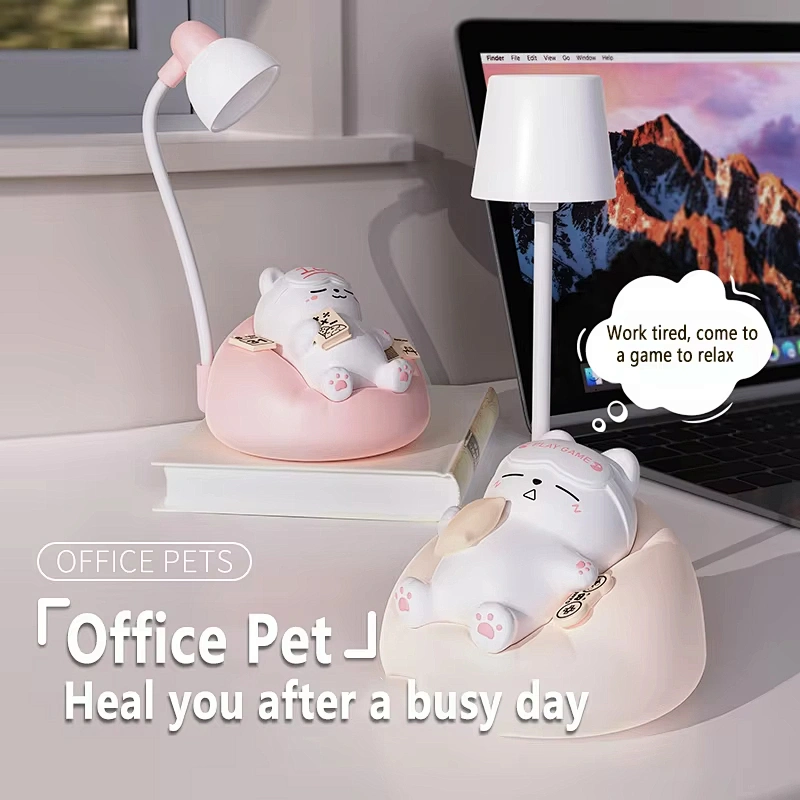 Cute Cat Table Lamp for Bedroom Smart Rechargeable Led Desk Lamps Lights USB Children Lights for Room Decor