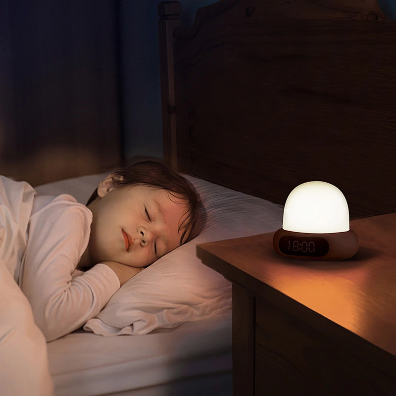 ICARER FAMILY Modern Rechargeable LED Clock Night Light Mini Silicone Lamp for Bedroom with Timable