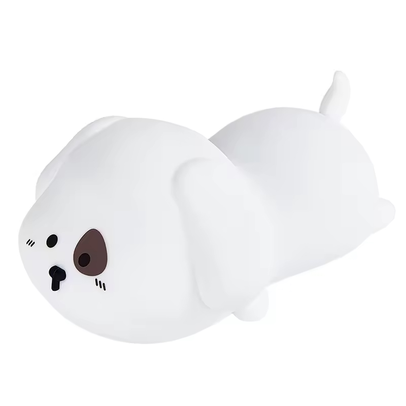 Biumart 2024 Best Seller USB Rechargeable Cute PaPa Dog Silicone LED Night Light Touch Control Squishy Lying Dog Night Lights
