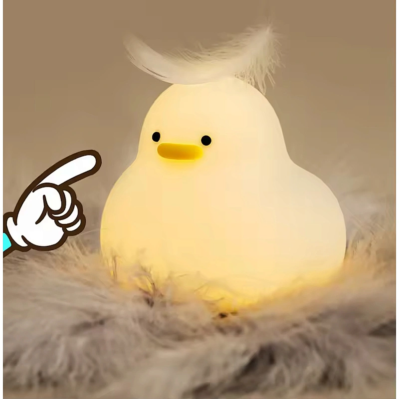 Cute Duck Kids Silicone Gift Animal Pat Control Table Lamp Bedroom Desk Lights Bedside Decoration Children Baby Night Light