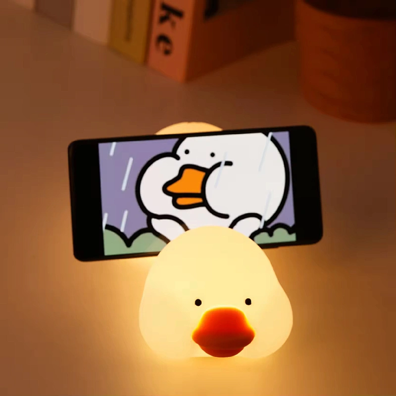 Duck LED Silicone Night Light for Kids Rechargeable Touch Control Table Lamp with Warm LED Light for Home and Living Room