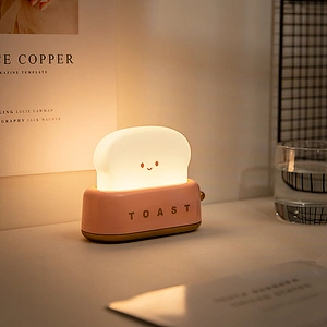 ICARER FAMILY Modern Mini LED Toaster Night Light Rechargeable Silicone Lamp for Bedroom