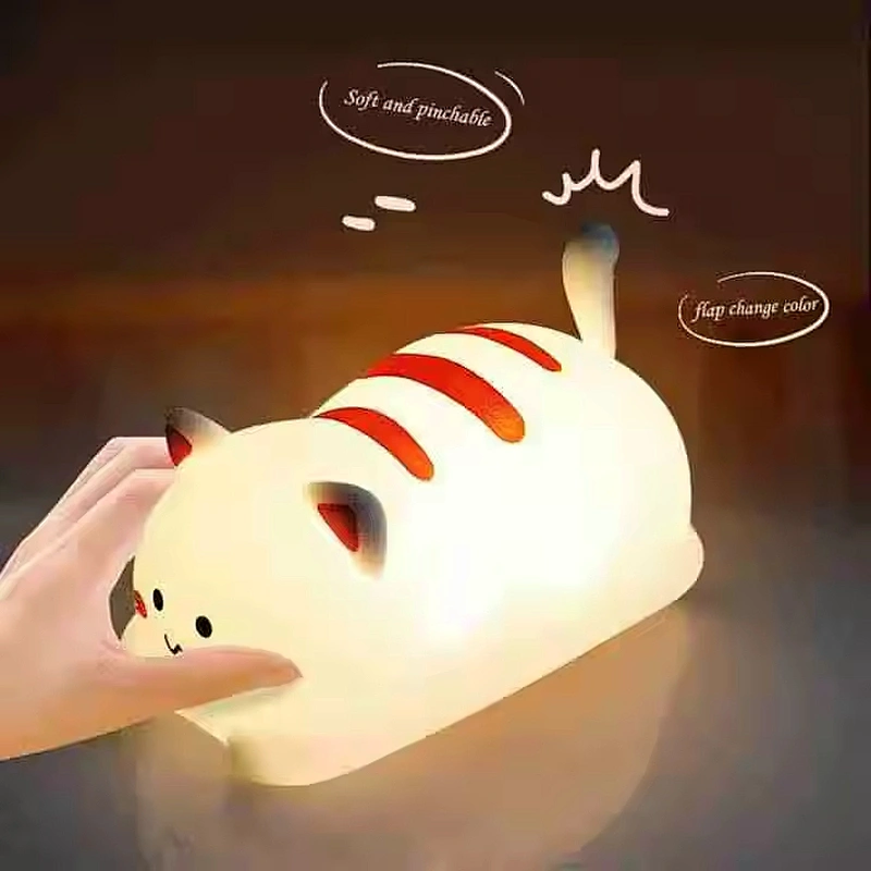 LED Cat Silicone Lamp Rechargeable Night Light Touch Control for Baby Nursery and Bedroom Children Night Light