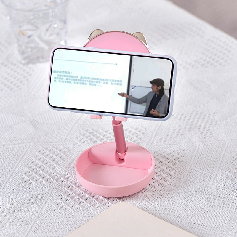ICARER FAMILY Cute Animal Cell Phone Stand Desktop Mobile Phone Holder Make-up Mirror and Folding Phone Holder