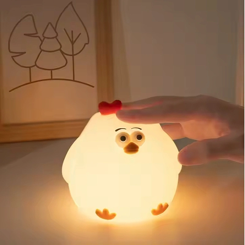 Kawaii Chicken Tap Dimmable Kids Desk LampTable Home Decor Bedside Animal Night Light for Children