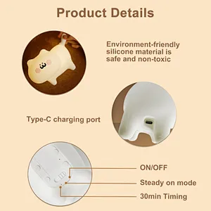 Cute Cat Led Plug Silicone Animal Lighting Table Home Lamps Modern Bed Room Decor Night Lights for Kids