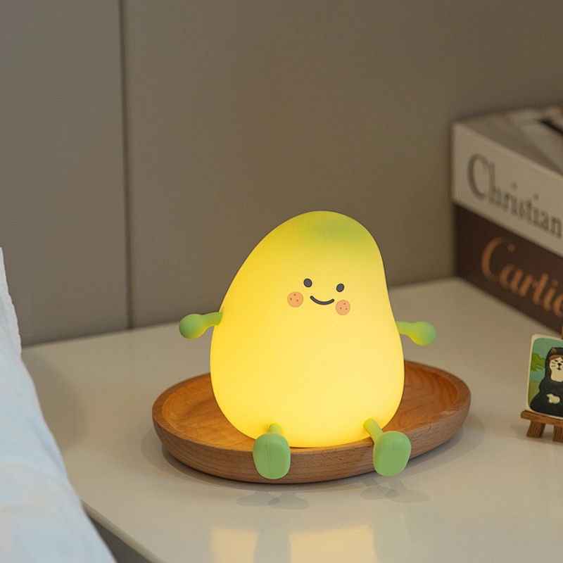 Cute Gift Mango Silicone Night Lamp for Bedroom with Legs Phone Holder Led Rechargeable Lights Lamp for Home Bedroom Light