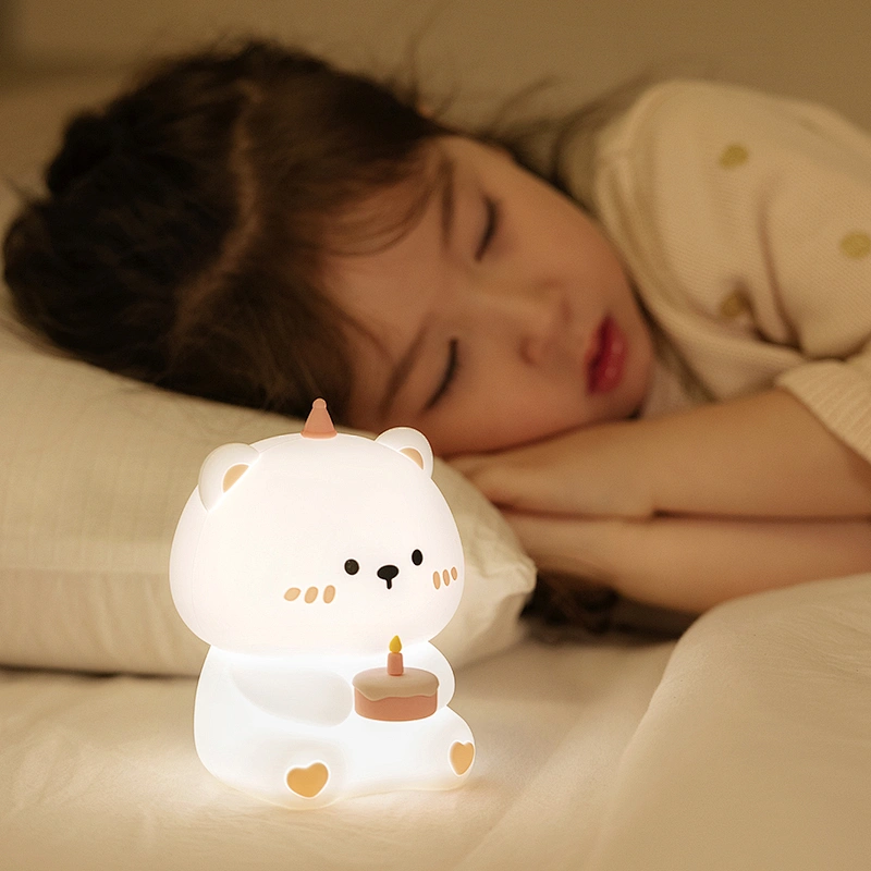 The Silicone Cake Bear Patted the Night Light Cute Timing Three Levels Dimming with Holiday Gift Bedroom Atmosphere Light