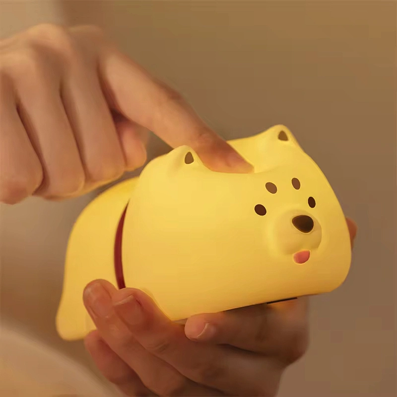 Cute Kids Soft Silicone Gift Toy Animal Dog Pat Control Home Room Unique Decoration Desk Lights Children Night Light for Decor