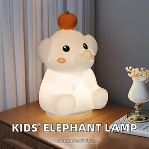 Cute Silicone Elephant Night Light Rechargeable Touch Sensor Portable LED Night Lamp Kids' Bedroom Perfect Children's Day Gift