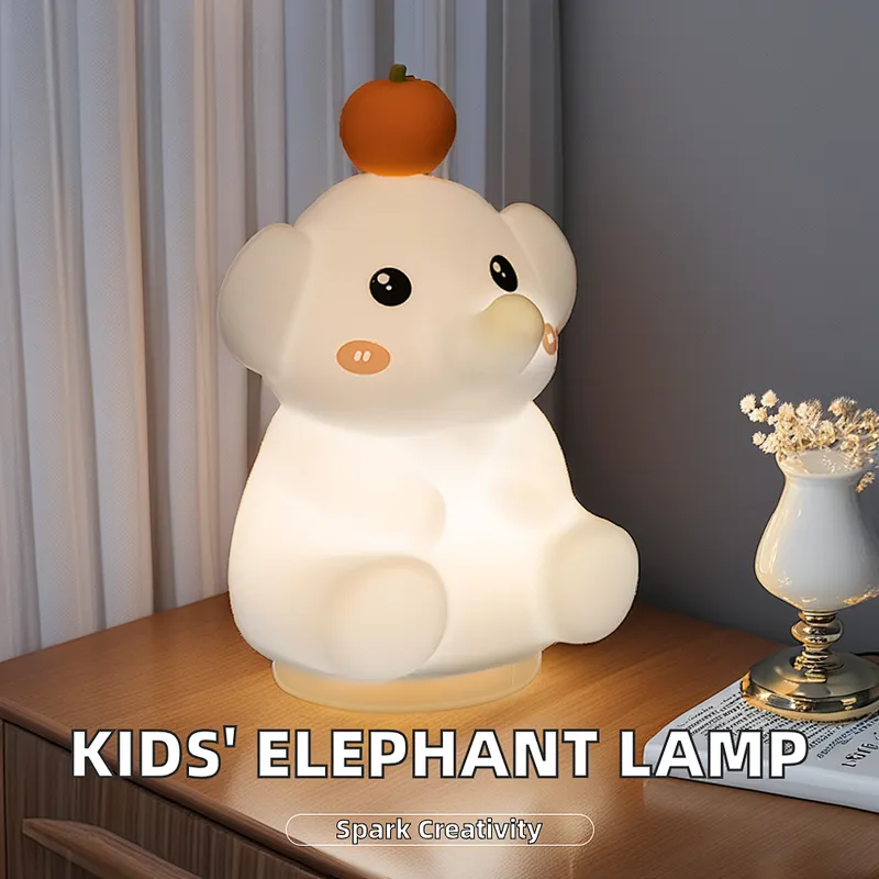 Cute Silicone Elephant Night Light Rechargeable Touch Sensor Portable LED Night Lamp Kids' Bedroom Perfect Children's Day Gift