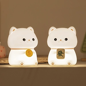 Cute Cat Silicon 1200mAh Battery USB Bedroom Cartoon Animal Portable Children's Kids Night Light Lamp for Bedrooms Living Rooms