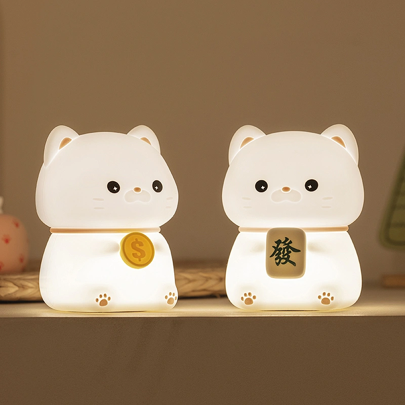 Cute Cat Silicon 1200mAh Battery USB Bedroom Cartoon Animal Portable Children's Kids Night Light Lamp for Bedrooms Living Rooms