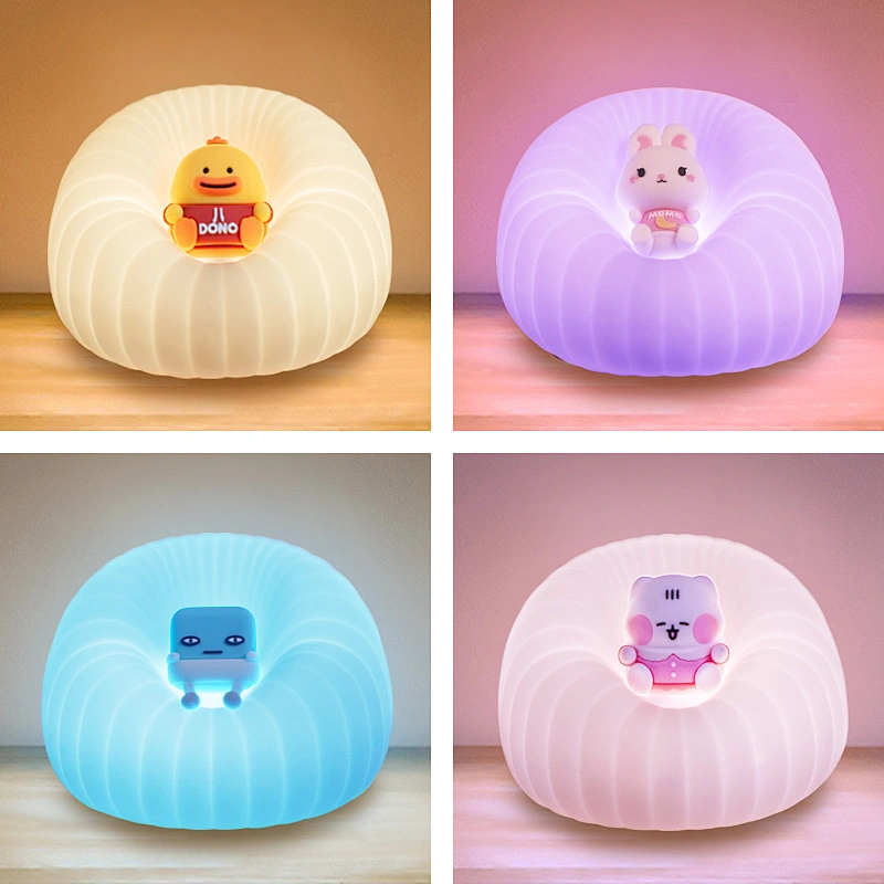 ICARER FAMILY Kawaii Kids Gift Silicone Duck Sleeping Lamp USB Rechargeable Kids Night Lamp Cartoon Cute Duck Night Light