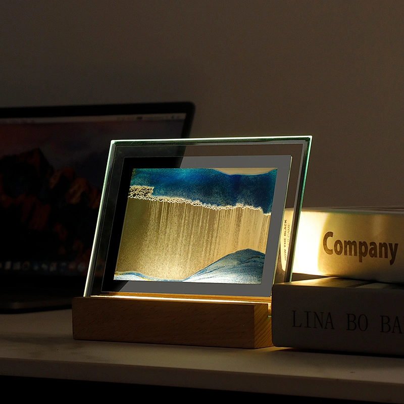 Modern Sandscape Lamp with Moving Sand Art Picture Hourglass Painting Night Light for Bedroom Use