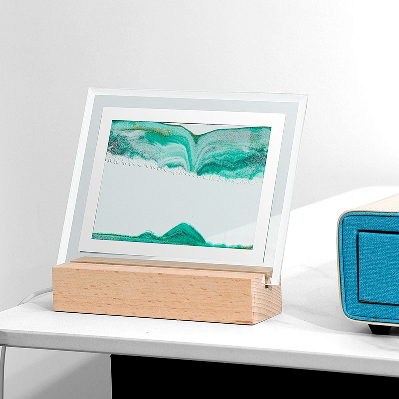 Modern Sandscape Lamp with Moving Sand Art Picture Hourglass Painting Night Light for Bedroom Use