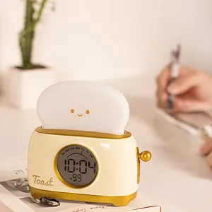 ICARER FAMILY Modern Design Toaster Digital Table Alarm Clock with Backlight Smart Quartz Wake up Led Night Light Clock for Kids