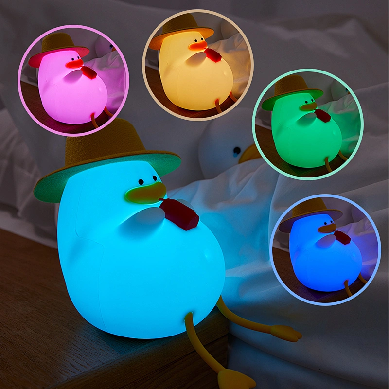 Gift Toy Phone Holder Cute Animal Led USB Bedside Silicone Duck Night Lamp Baby Night Light for Kids