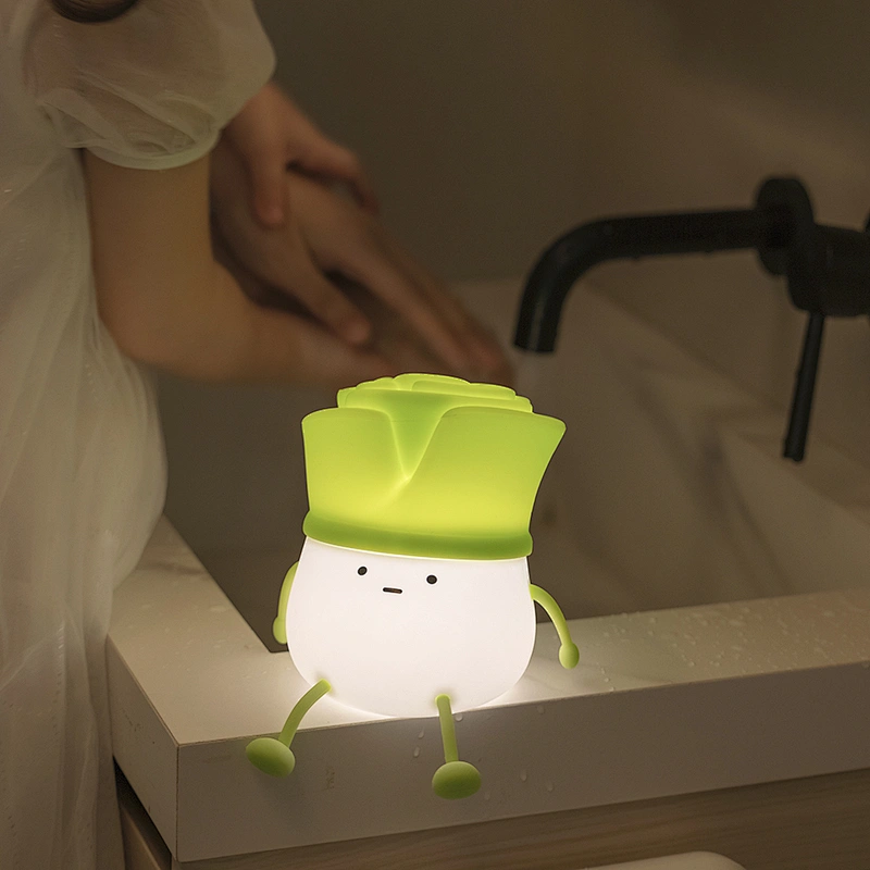 Leek Silicone Night Light Scallion Ming Children's Bedroom Sleep Charging Bed with Sleep Creative Gift