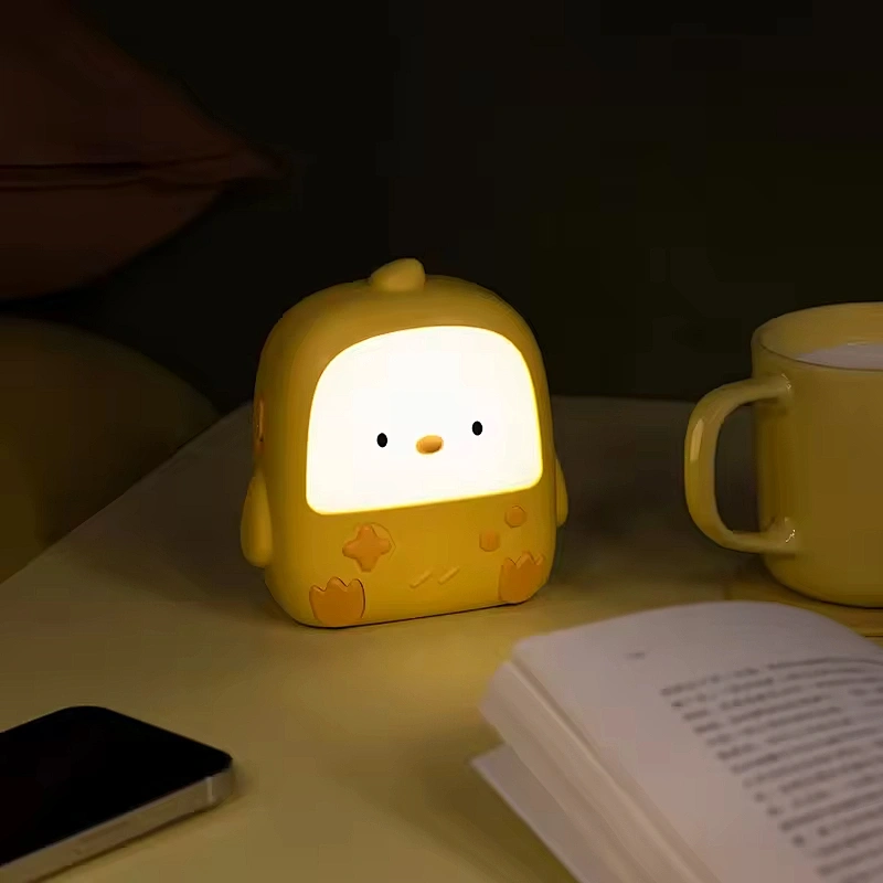 Game Chicken Night Light USB Charging Silicone LED Lamp Rechargeable Touch Light for Kids