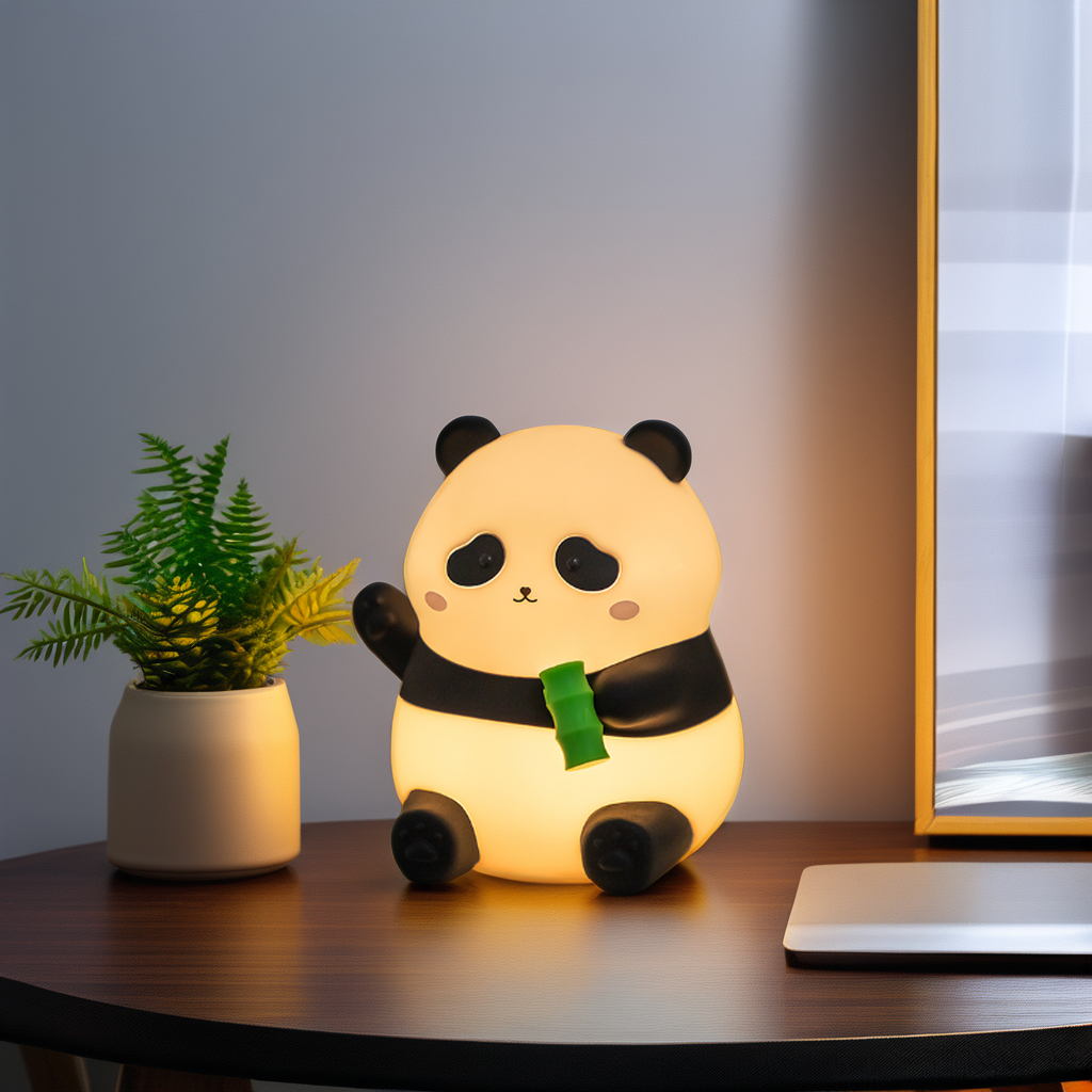 Rechargeable Plug in Led Night Lamp for Bedroom Cartoon Cute Panda Silicone Night Light for Kids Bed Lamp